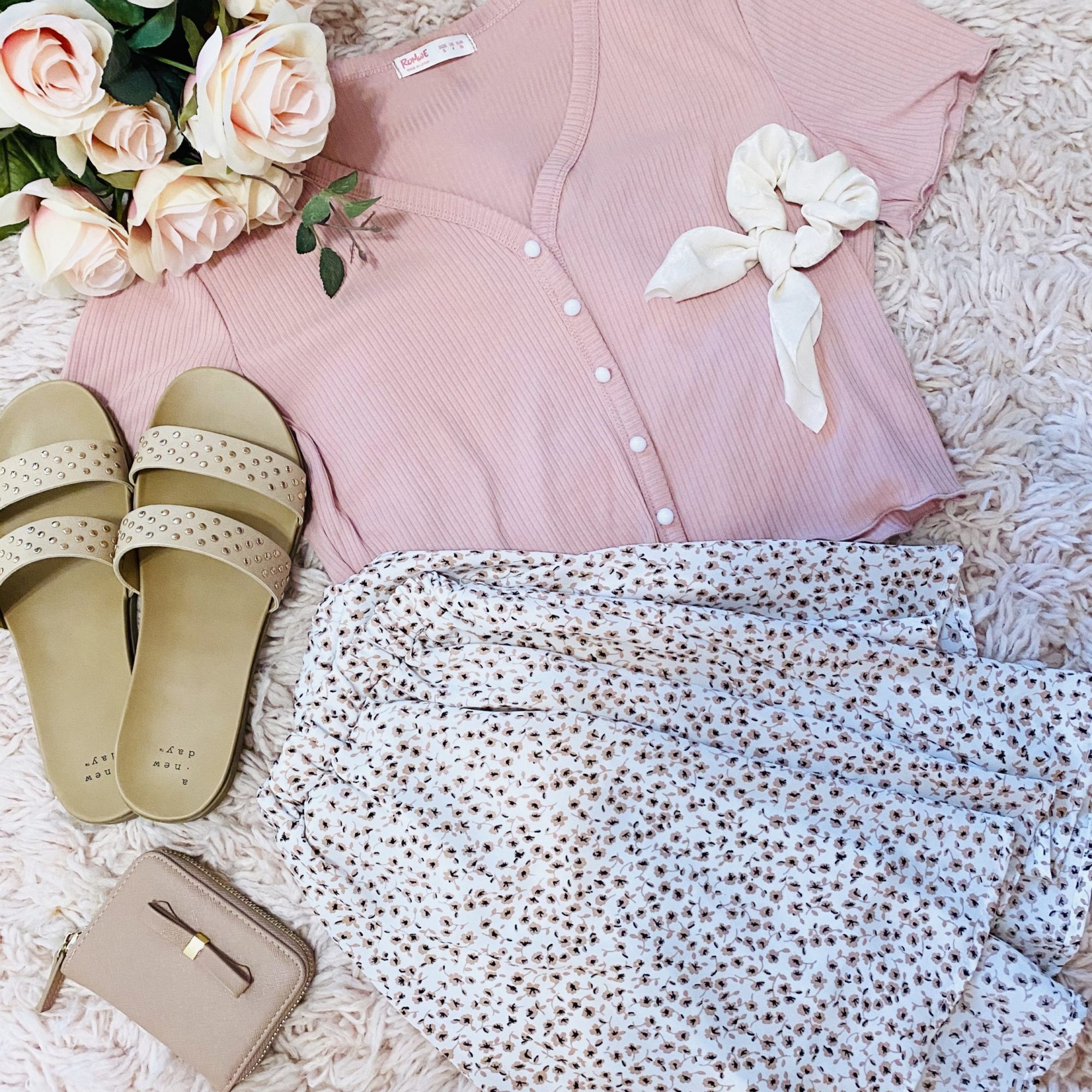 pink floral skirt outfit ideas | girly and pink fashion blog | sequins & satin