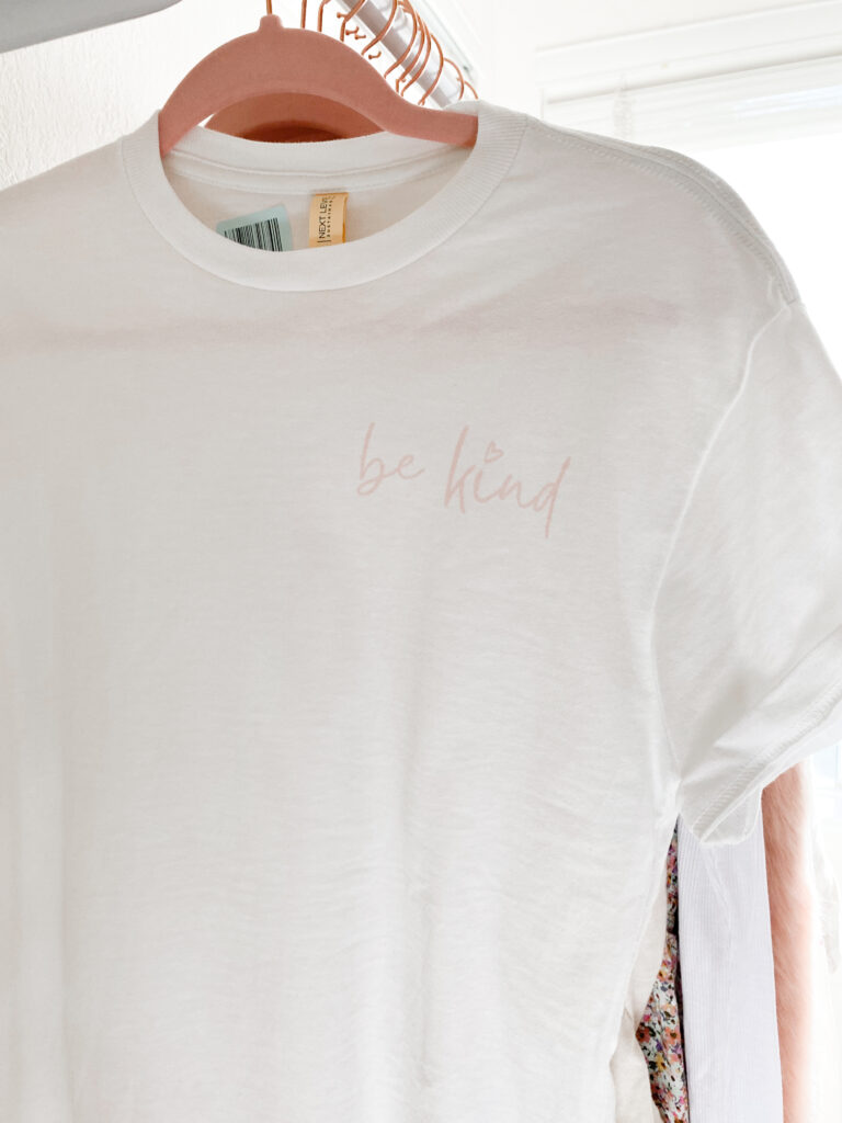 sequins and satin 1st collection launch - be kind short sleeve graphic tee
