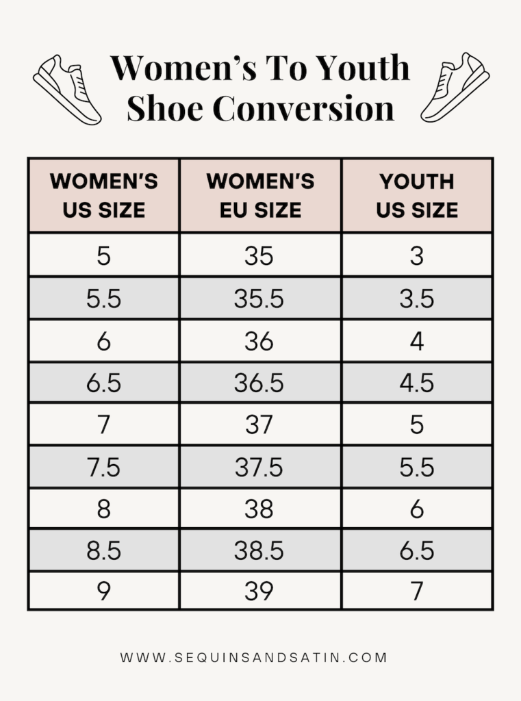 womens to kids shoe size conversion